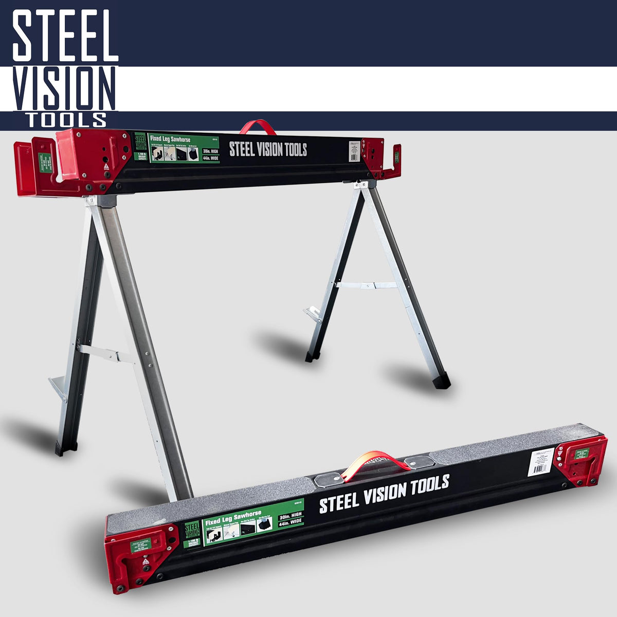 Folding Heavy Duty Metal Sawhorse 2 Pack with 2x4 Support Bracket E301