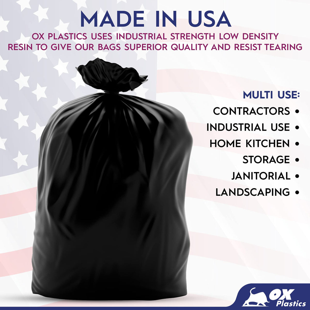 42 Gallon 1.5mil Black Trash Can Liners 100 Count J370449