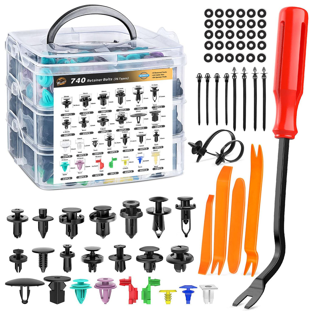 Anti-Fogging Headlights Assembly with 740Pcs Car Push Retainer Clips J8386