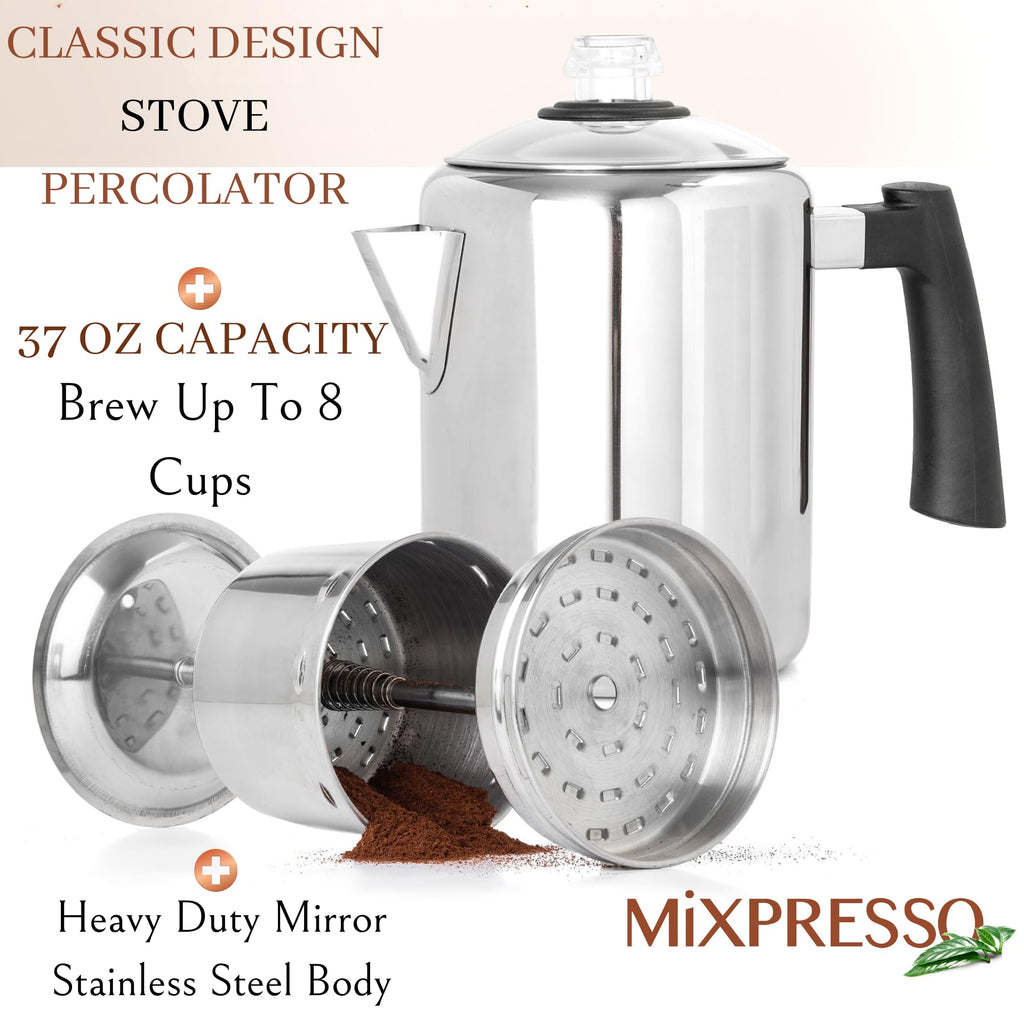 5-8 Cup Stainless Steel Stovetop Coffee Percolator V953196