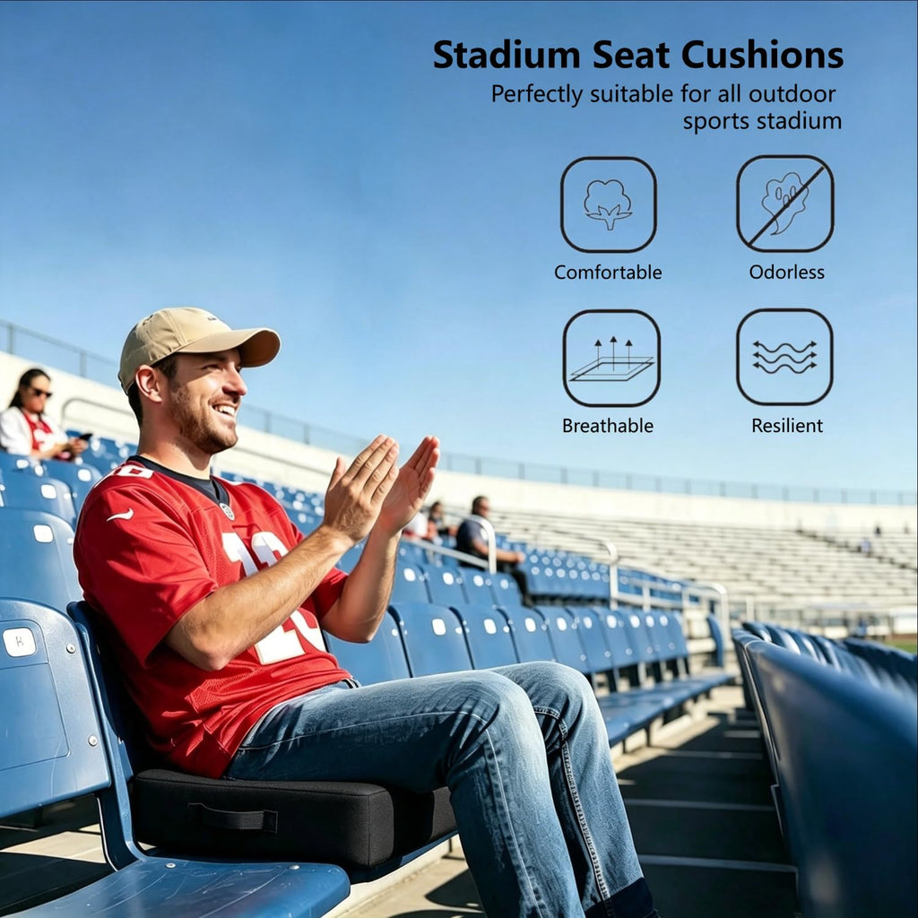 2 Pack Extra Thick Portable Bleacher Seat Cushions with Handle A81168