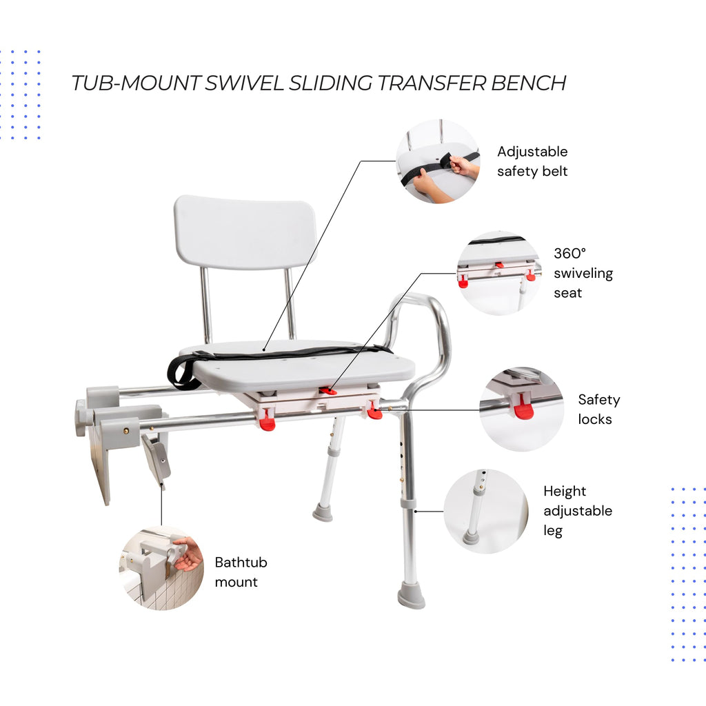 Sliding Tub Transfer Bench with Swivel Seat E3877