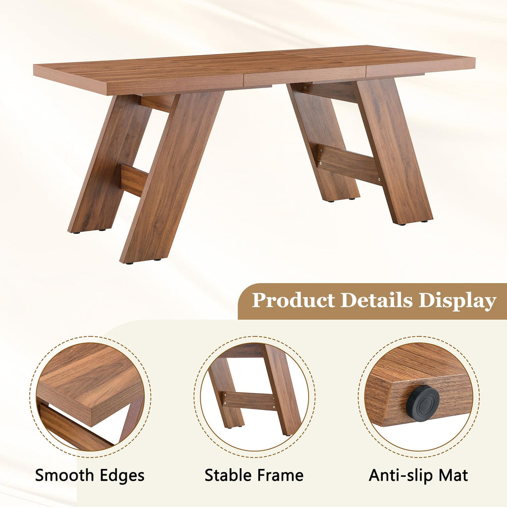 71" 7 Piece Wood Dining Table Set with 6 PU Leather Chairs M5484