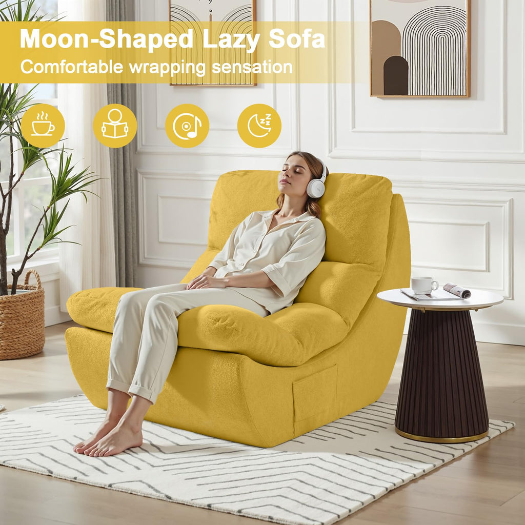 Set of 2 Yellow Anti Cat Scratch Bean Bag Chairs I850