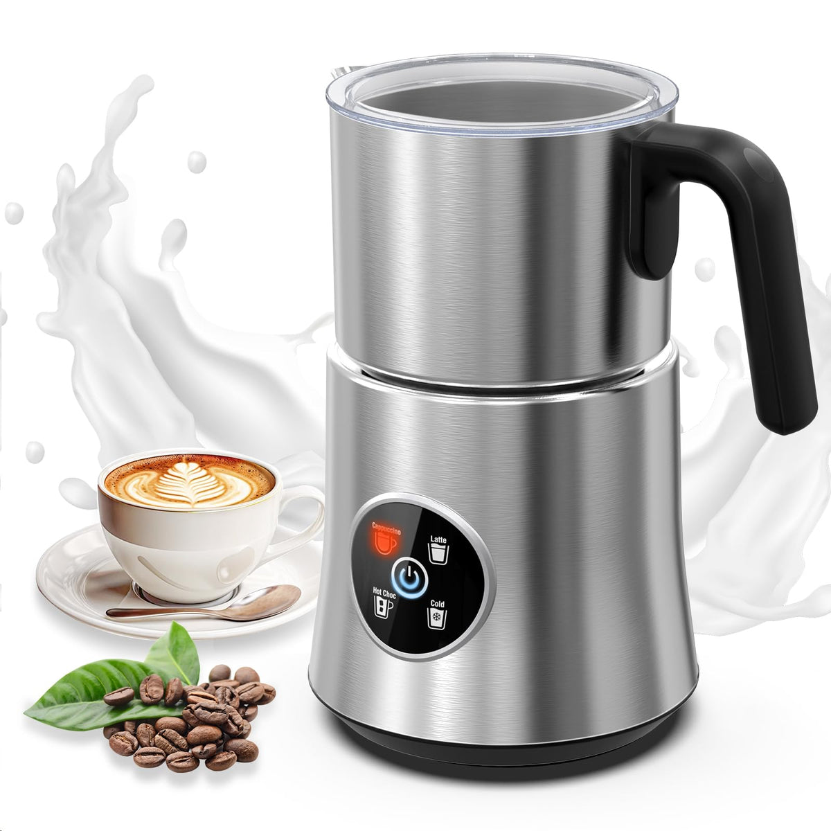 4-in-1 Electric Milk Frother and Steamer with Stainless Steel Jug W95851