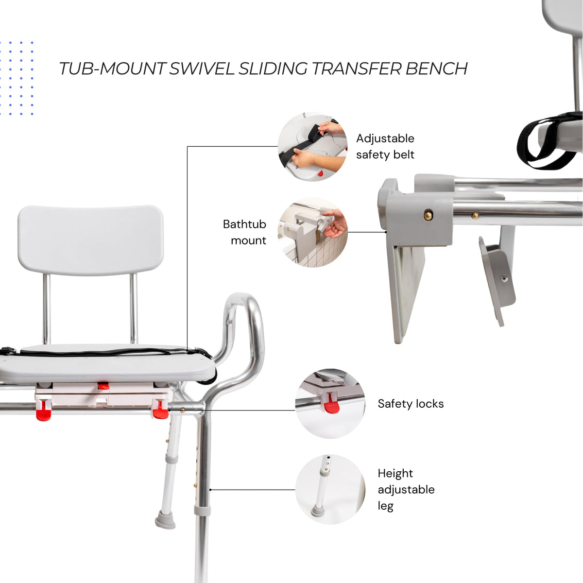 Sliding Tub Transfer Bench with Swivel Seat E3877
