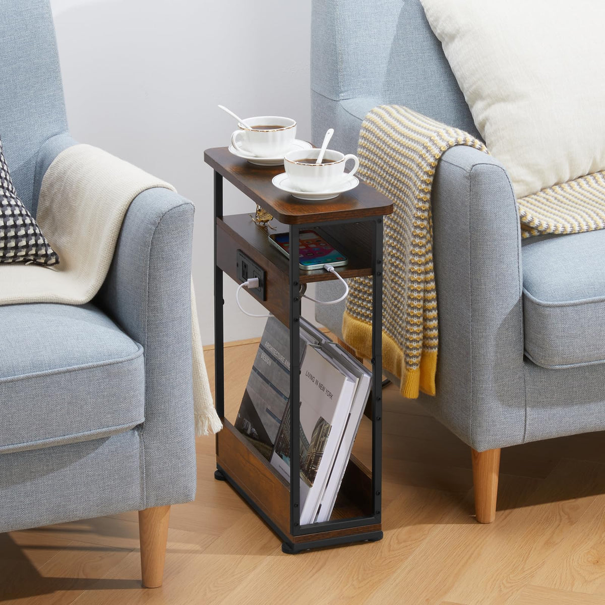 Narrow Side Table with Charging Station K71981