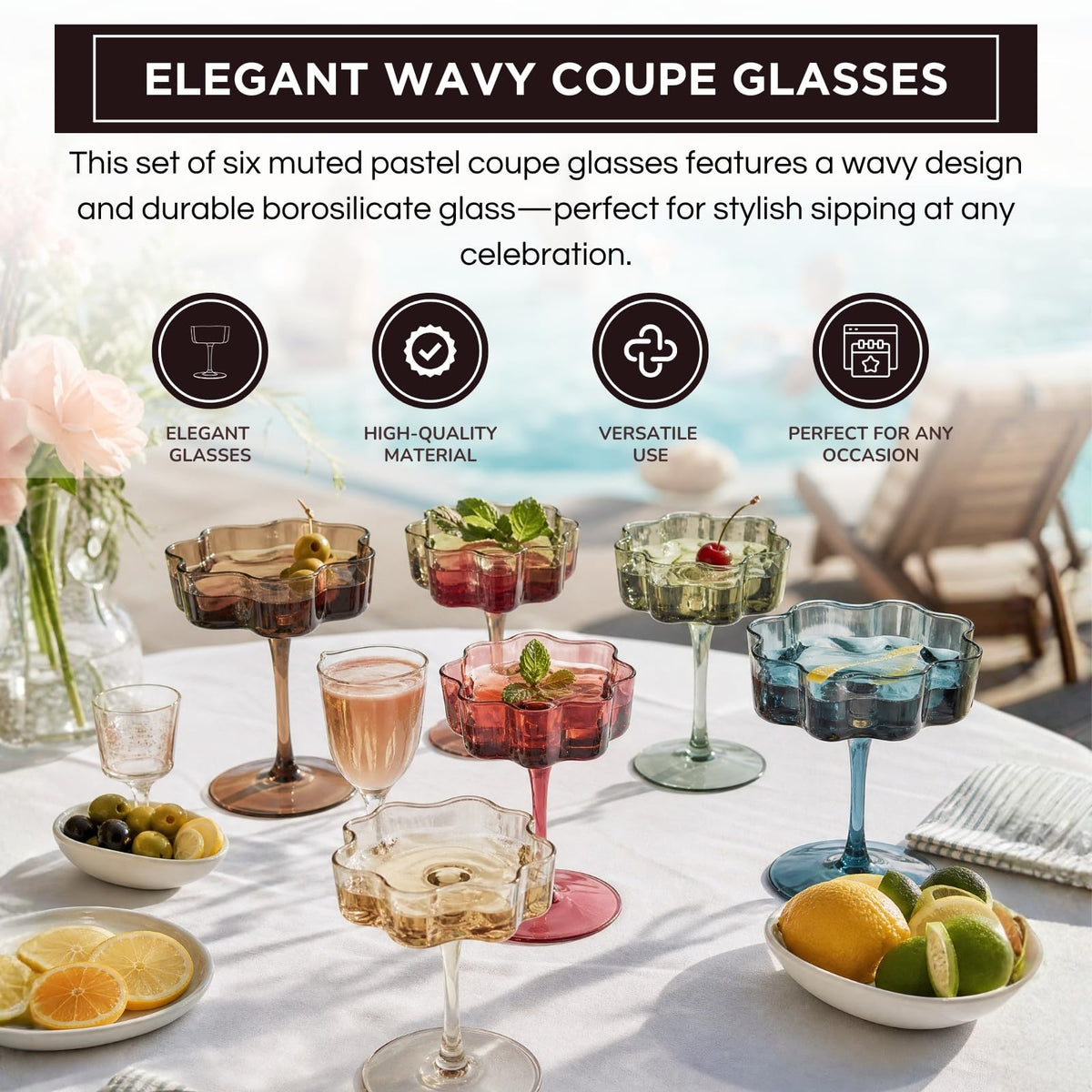 Scalloped Glass Coupes 7oz 6 Set R3834
