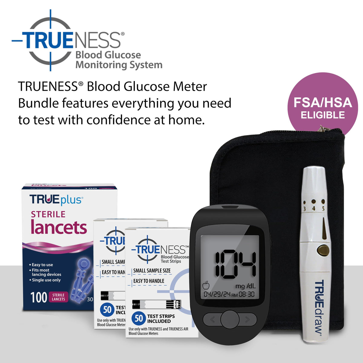 Blood Glucose Meter Kit with Testing Supplies D820