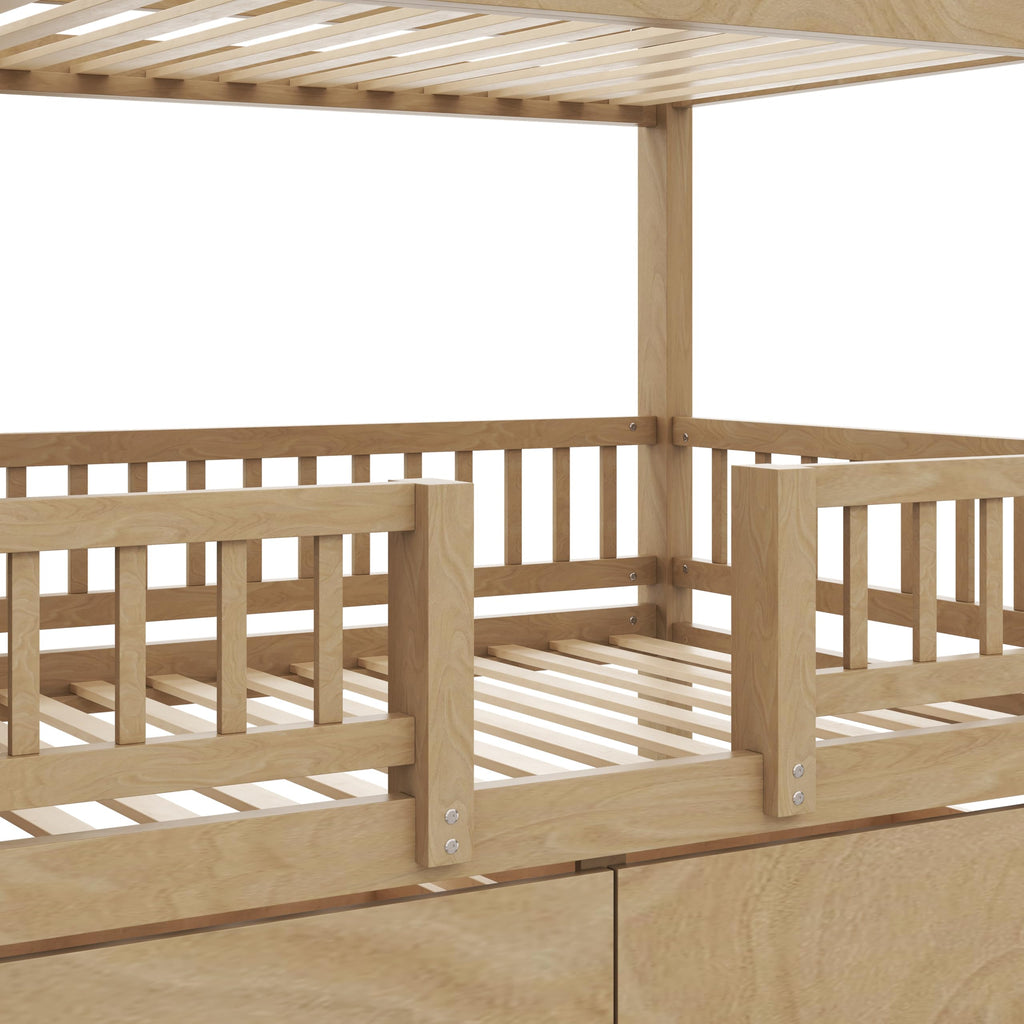 Twin Over Twin Bunk Bed with Slide and Storage Drawers V506
