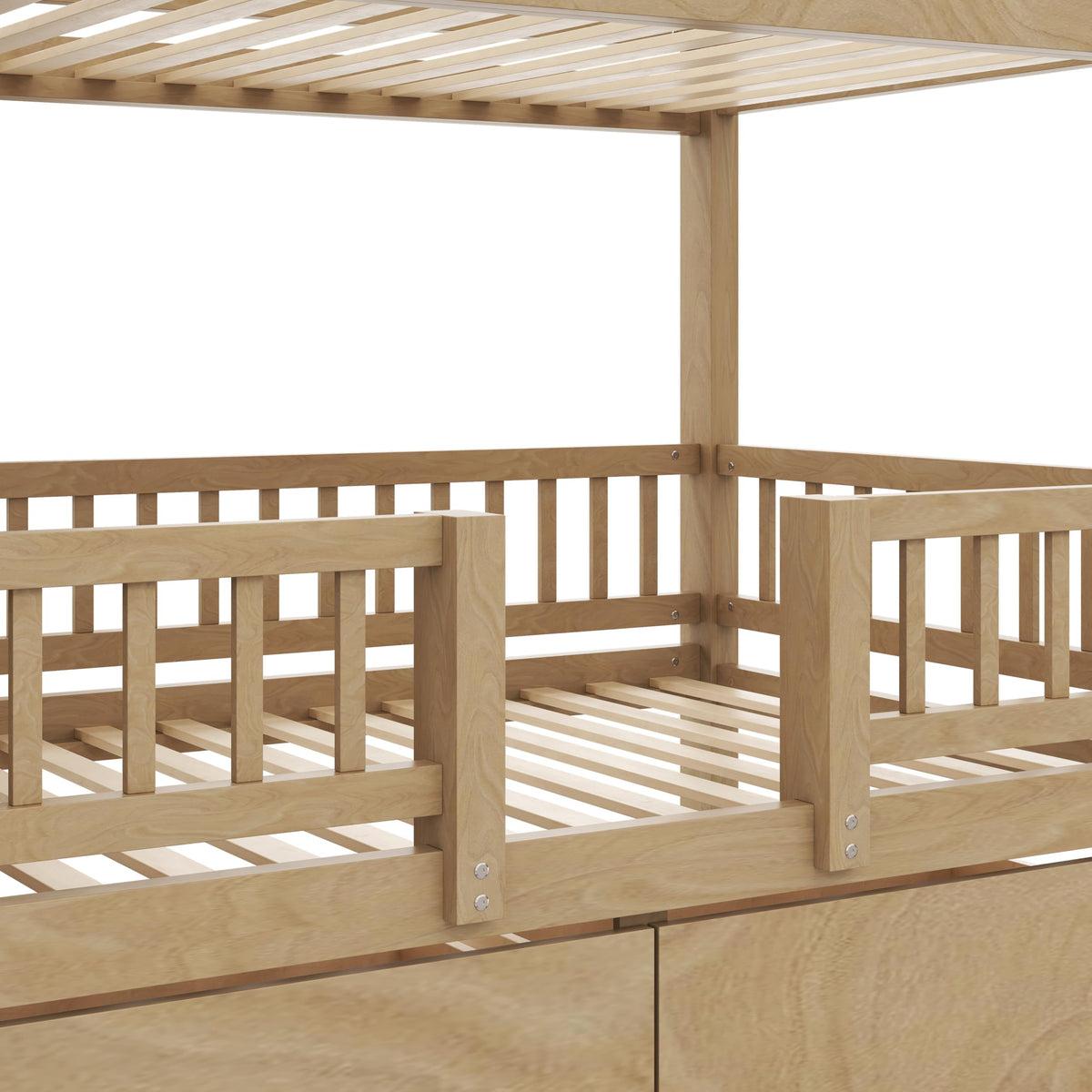 Twin Over Twin Bunk Bed with Slide and Storage Drawers V506