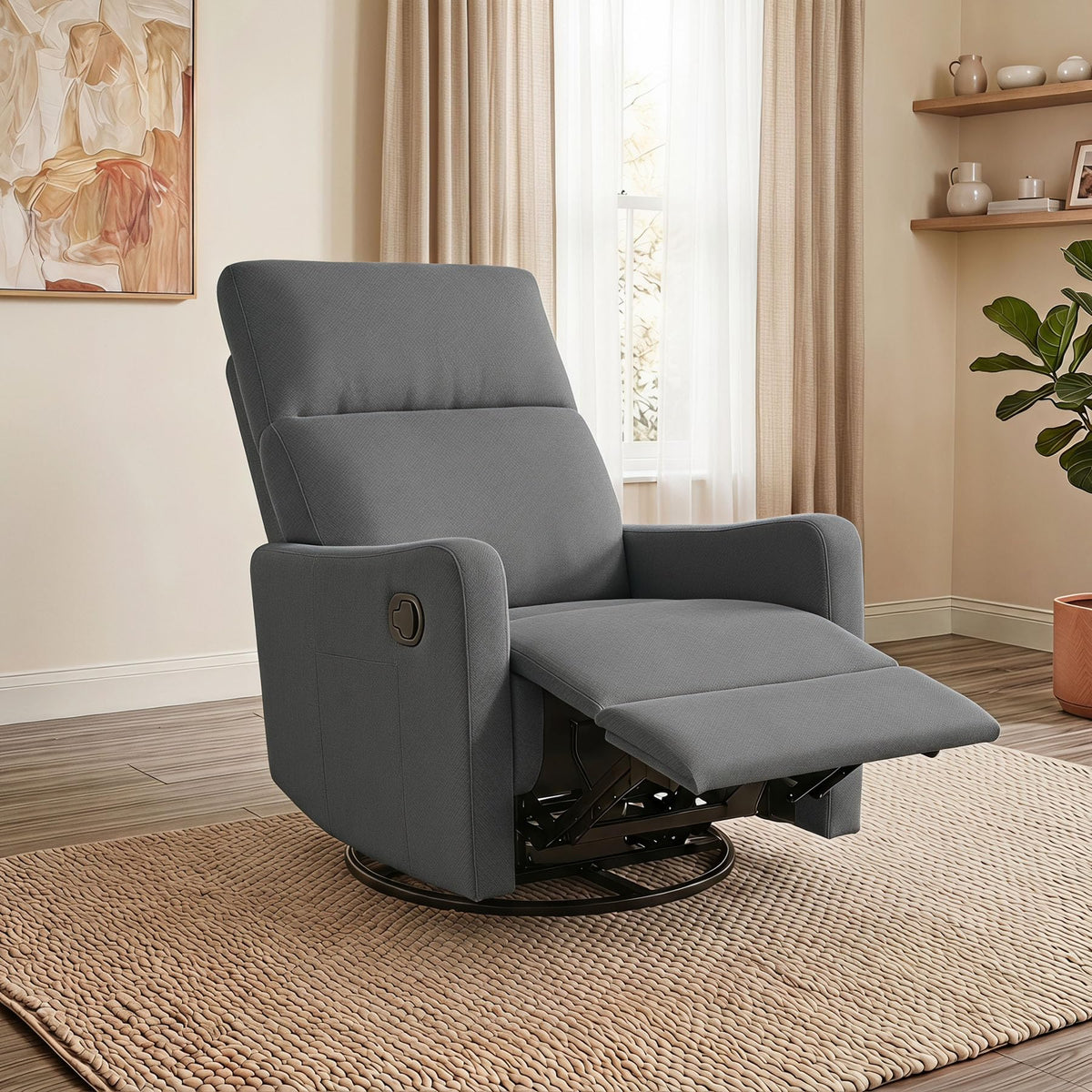Gray Swivel Rocker Recliner Chair V6581