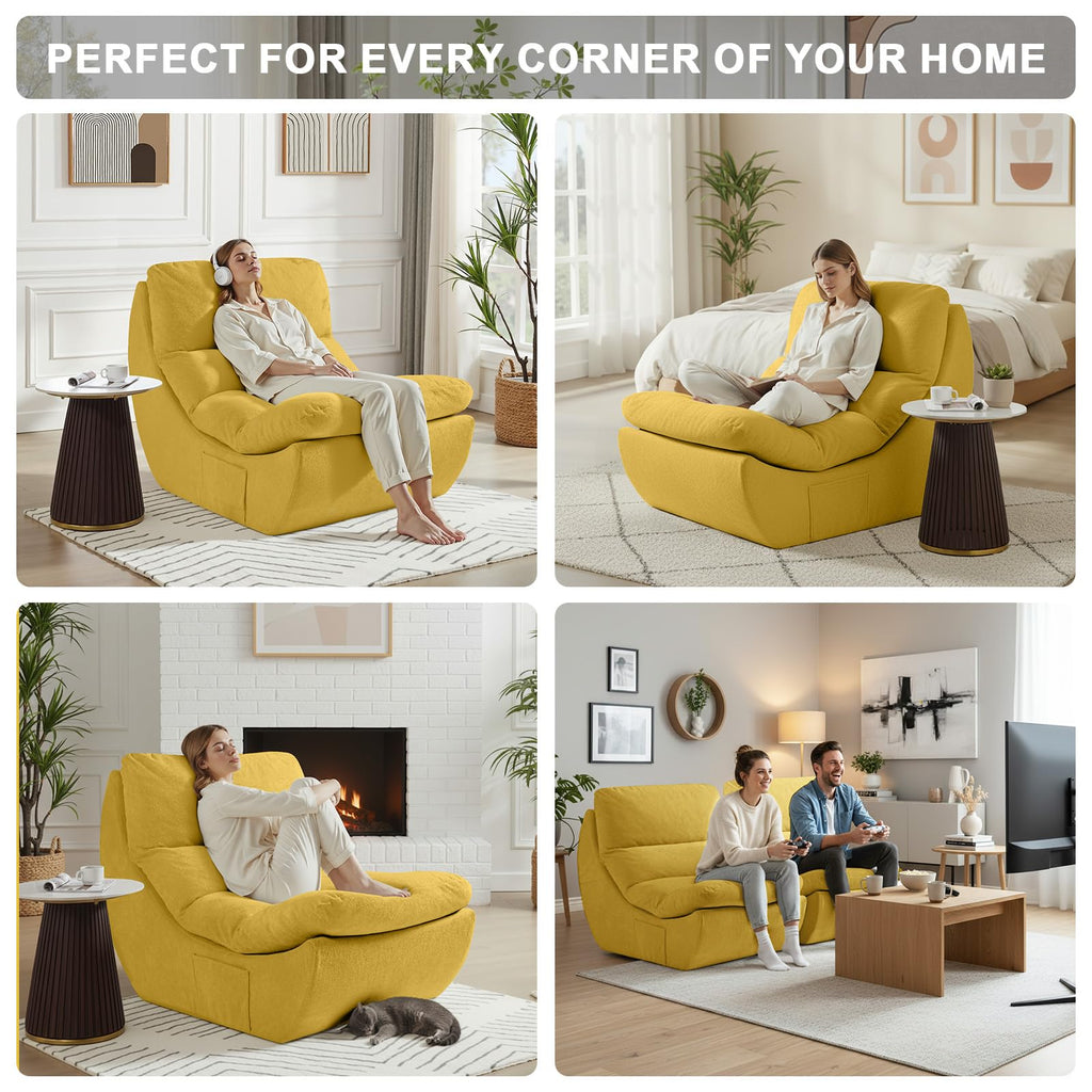 Set of 2 Yellow Anti Cat Scratch Bean Bag Chairs I850