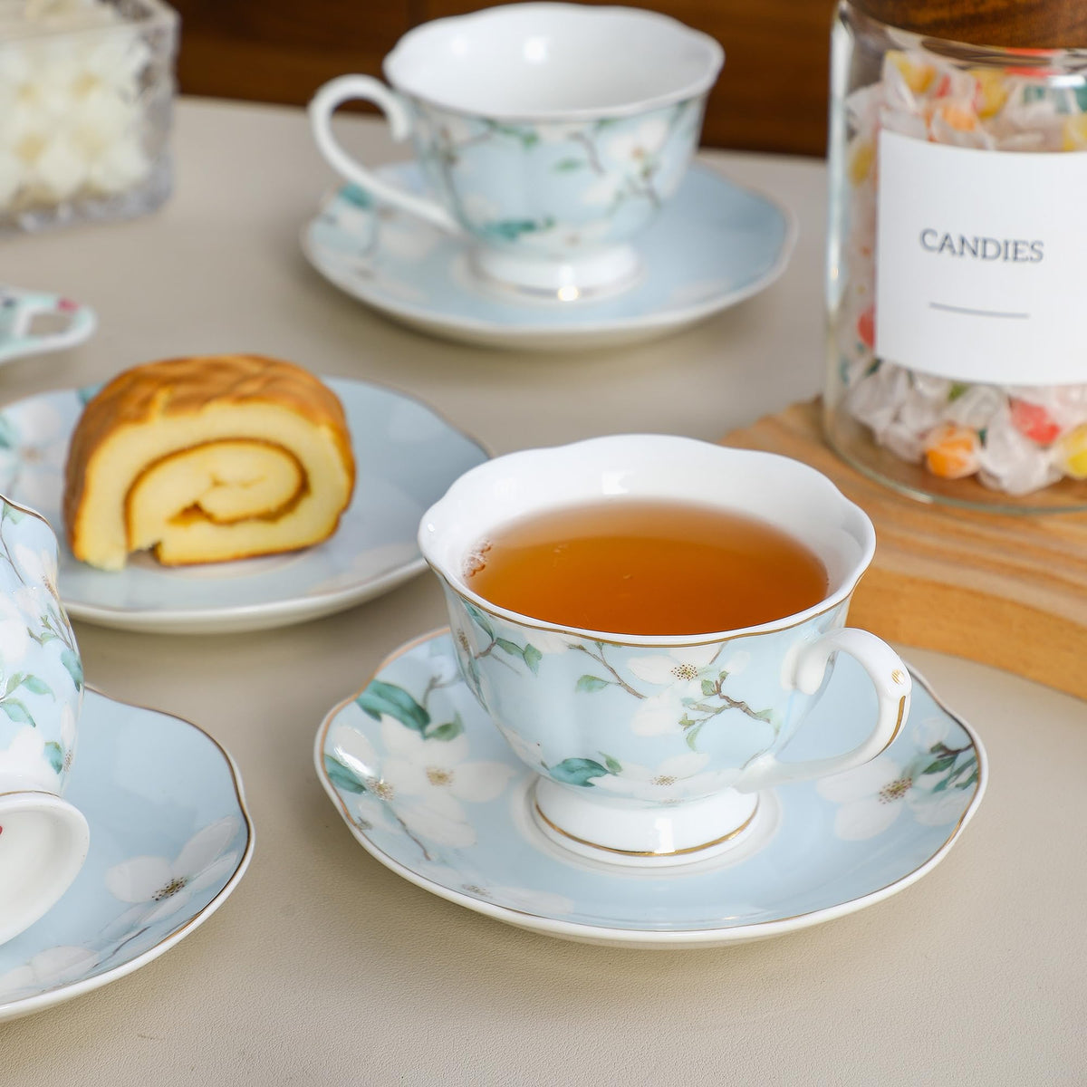 6oz Porcelain Tea Cup & Saucer Set of 6 C1333