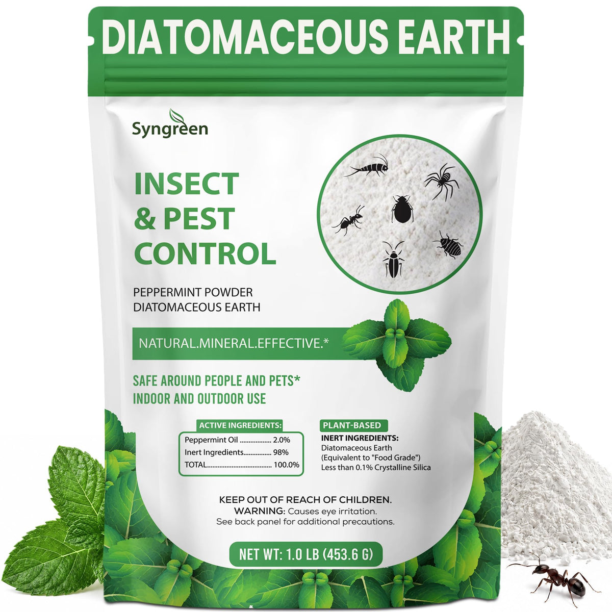 Food Grade Diatomaceous Earth Powder with Peppermint 1 lb A3591