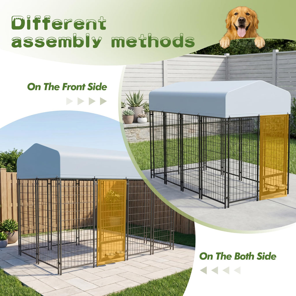 8x4x6 FT Outdoor Dog Kennel with Swivel Feeder W419