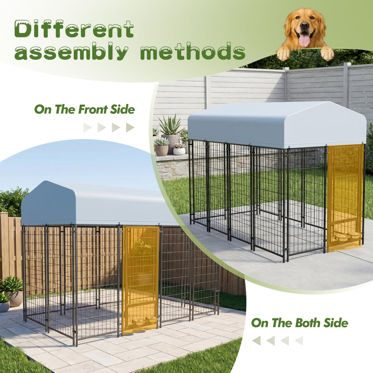 8x4x6 FT Outdoor Dog Kennel with Swivel Feeder W419