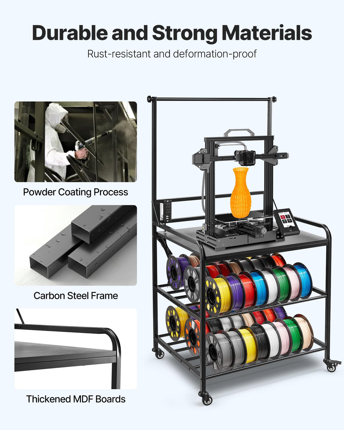 3-Tier Filament Storage Rack with Wheels W29301