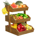 Walnut Bamboo 3 Tier Fruit Basket with 2 Banana Hangers J263