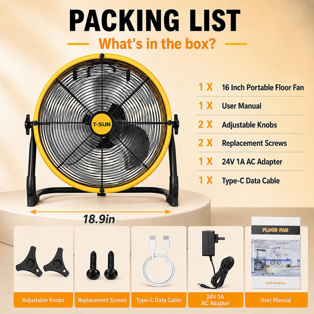 16" Cordless Battery Powered Fan G20001