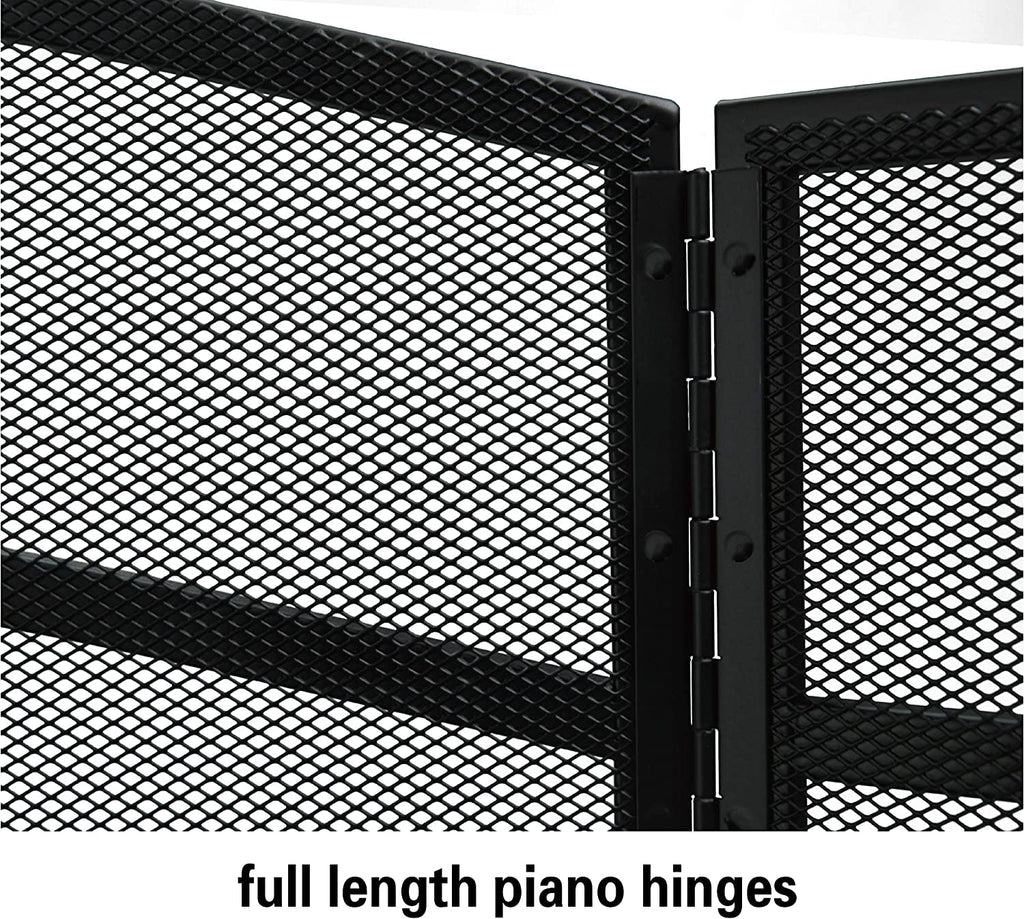 3 Panels Fireplace Screen with Arch Frame Black Y390307