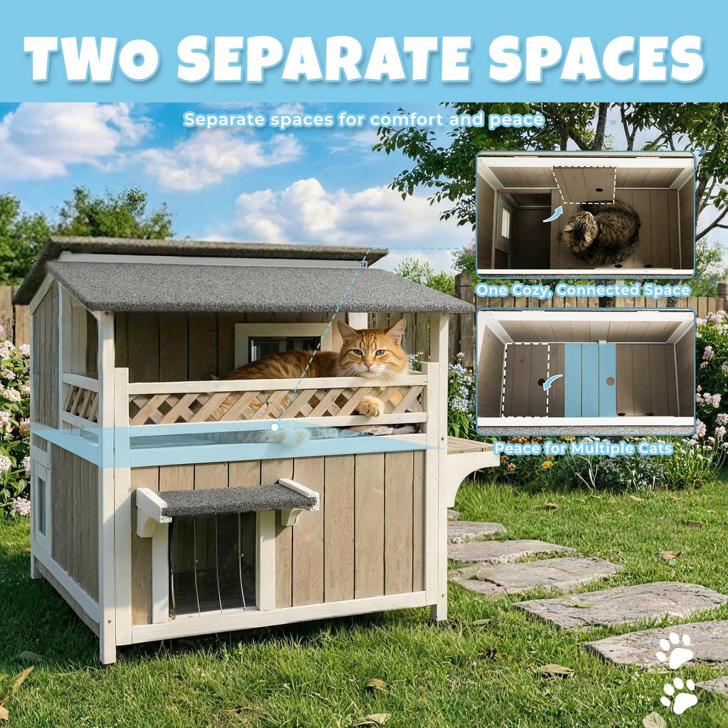 Wooden Two-Story Cat House T594876