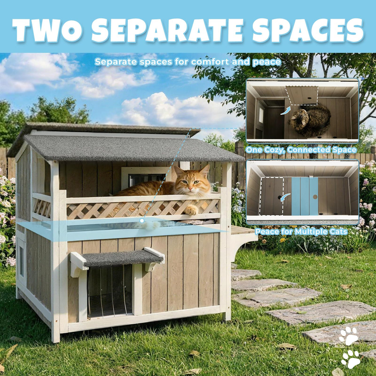 Wooden Two-Story Cat House T594876