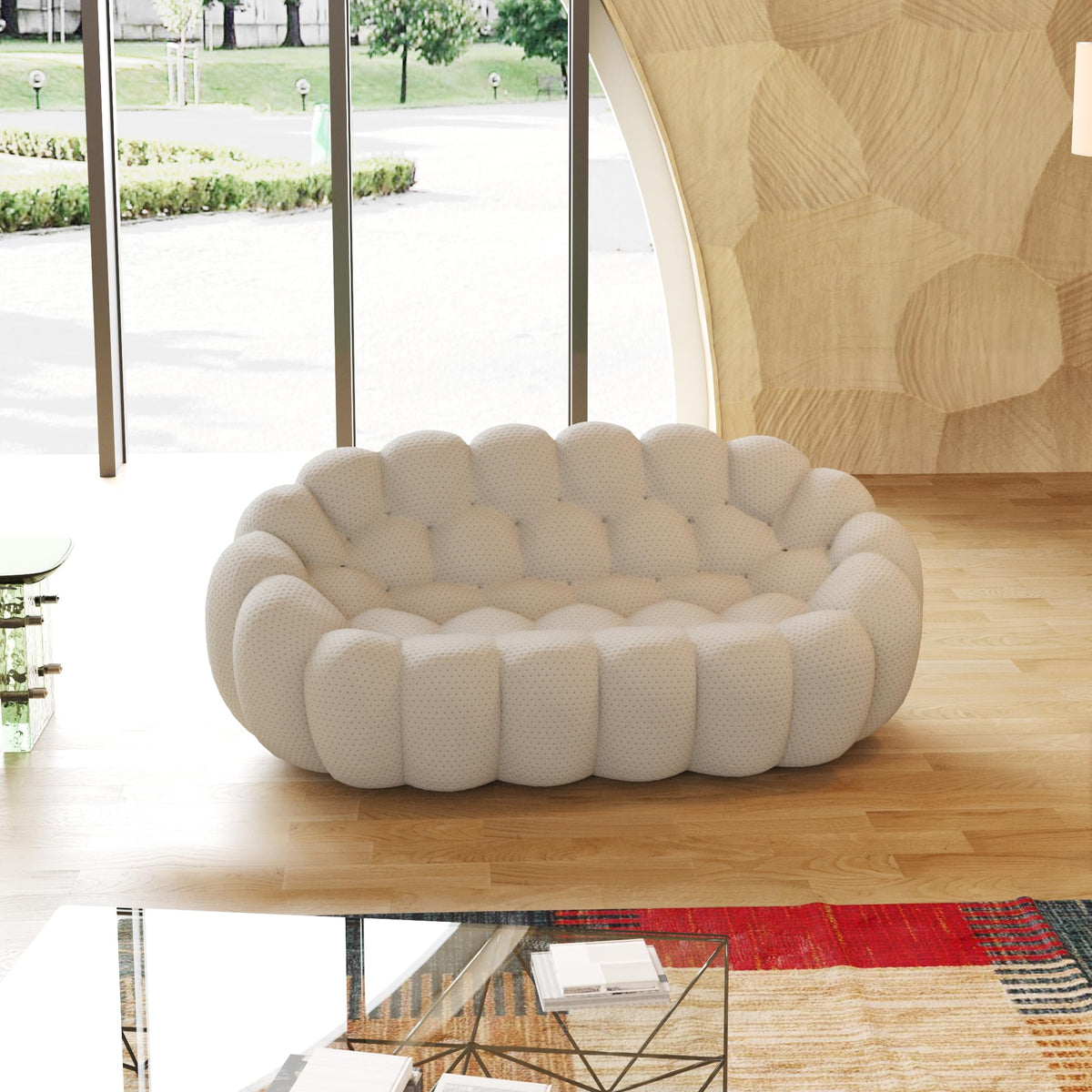 Light Grey Curved Upholstered Sofa C69308