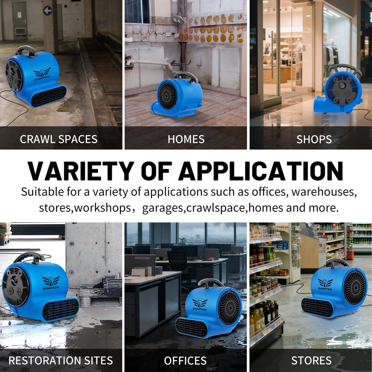 Industrial 1/3HP 1200CFM Air Mover Blower Fan E19750