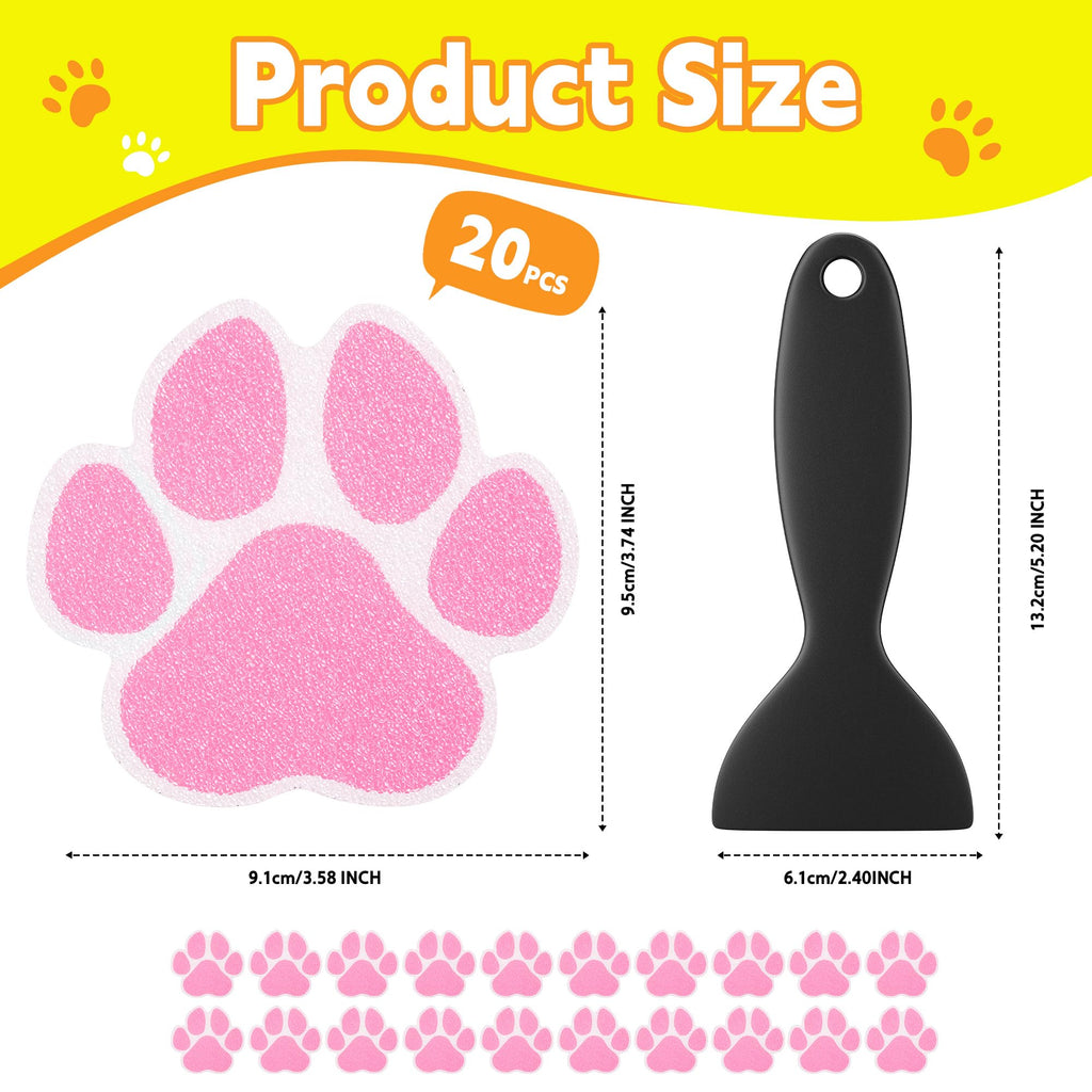 20PCS Non Slip Bathtub Stickers with Scraper, Pink, Dog Paw V219645