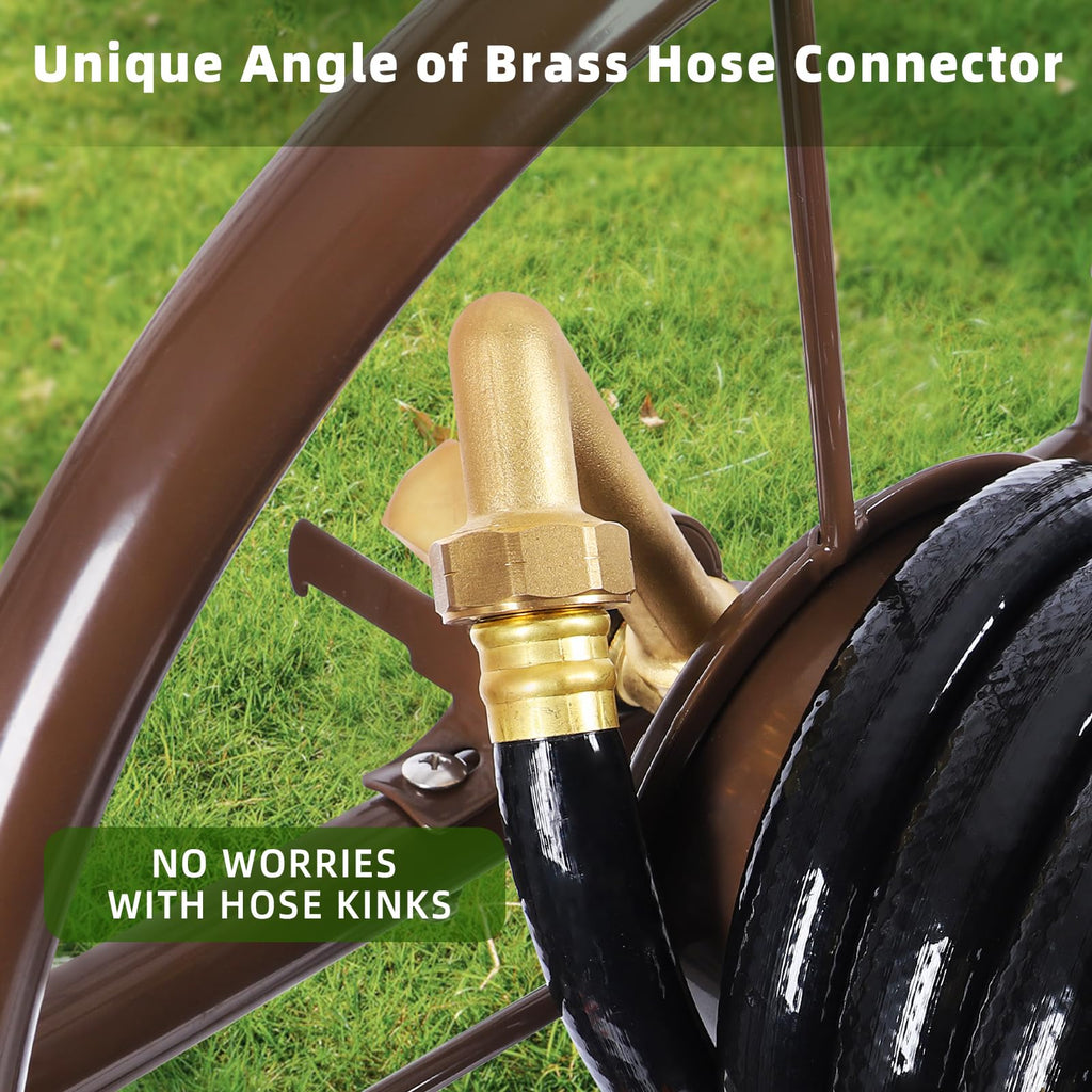 Garden Hose Reel Cart, Heavy Duty Metal with 2 Wheels, Holds 230ft 5/8" W1831