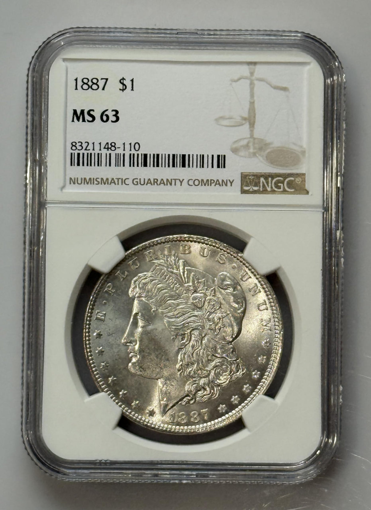 1887 Morgan Silver Dollar MS63 Graded Certified Collectible Coin R18347