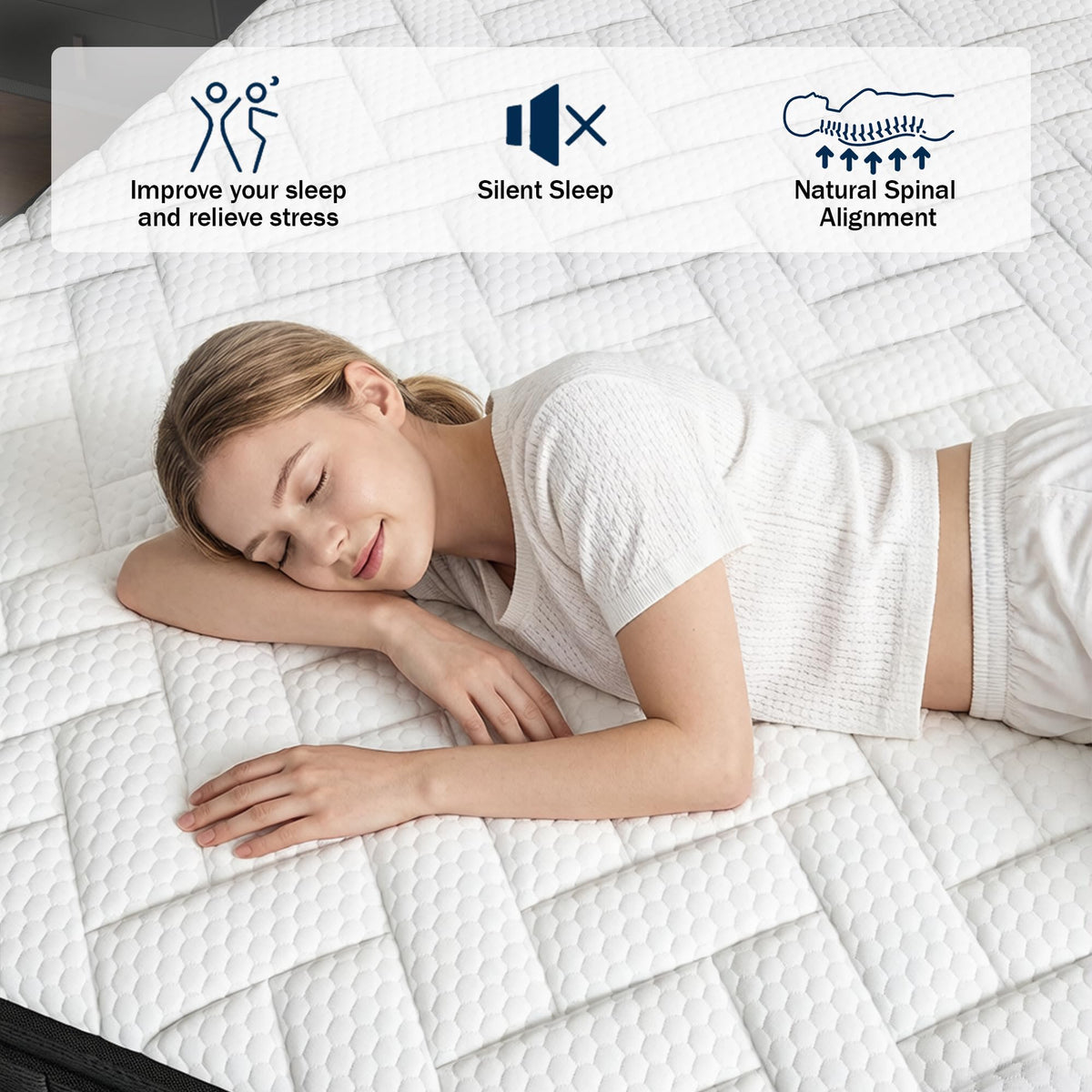 Queen 12 Inch Memory Foam Hybrid Pocket Spring Medium Firm Mattress N6607