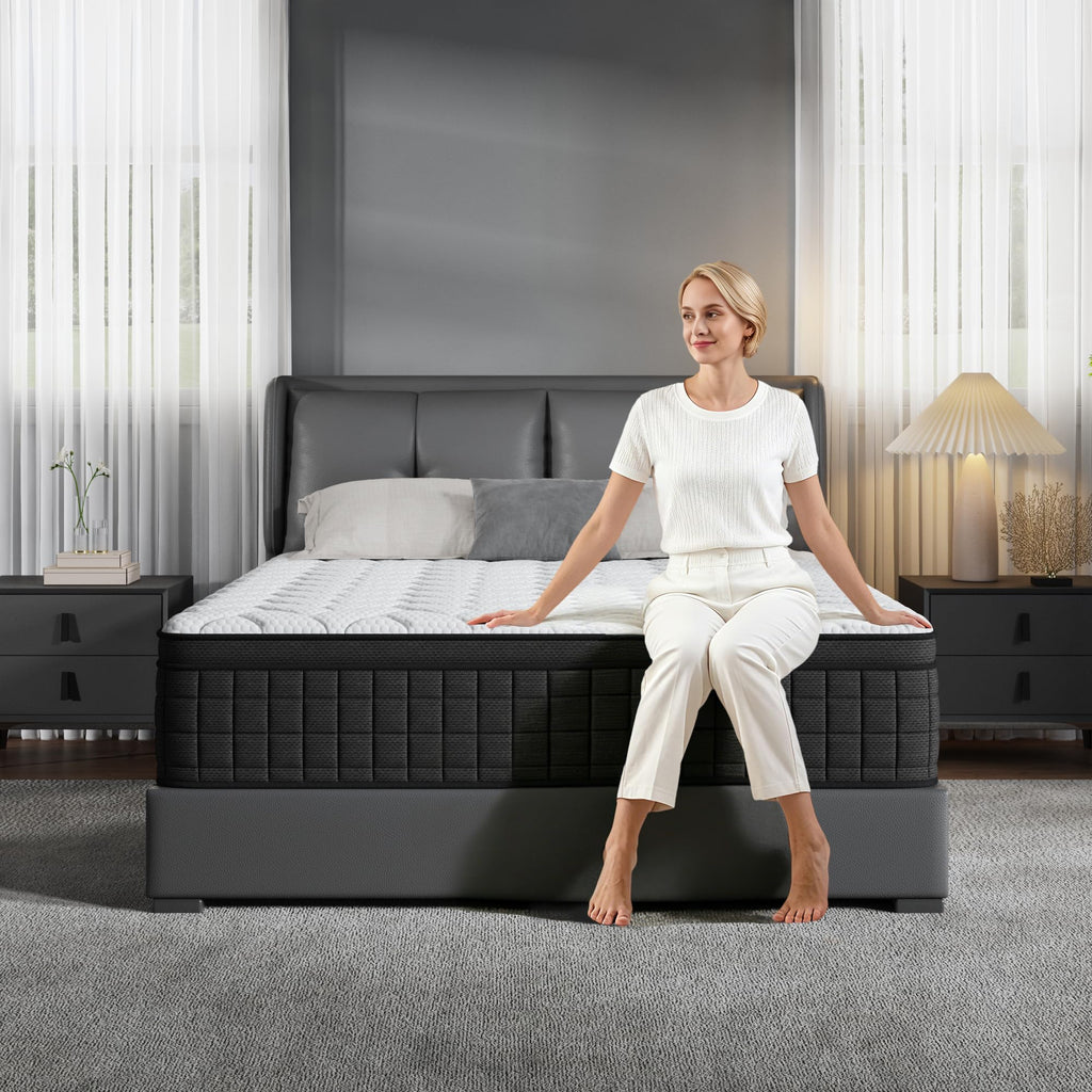 Queen 12 Inch Memory Foam Hybrid Pocket Spring Medium Firm Mattress N6607