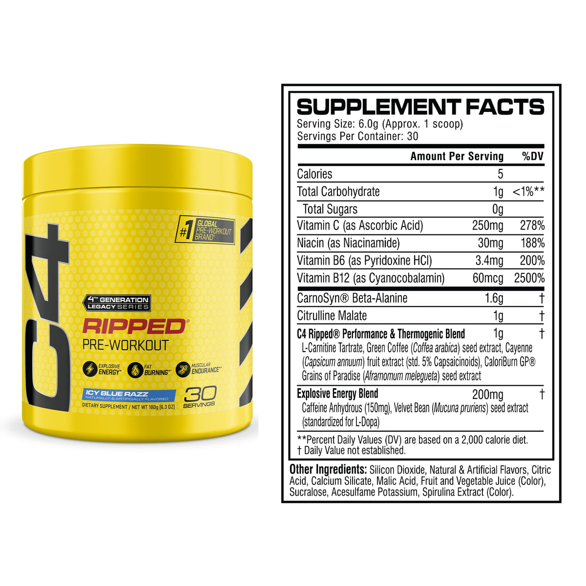 Icy Blue Razz 30 Servings Pre Workout D8540