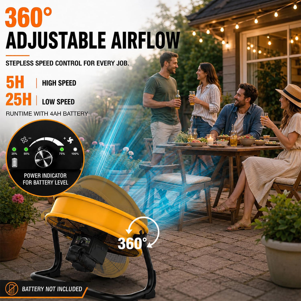 16" Cordless Battery Powered Fan G20001