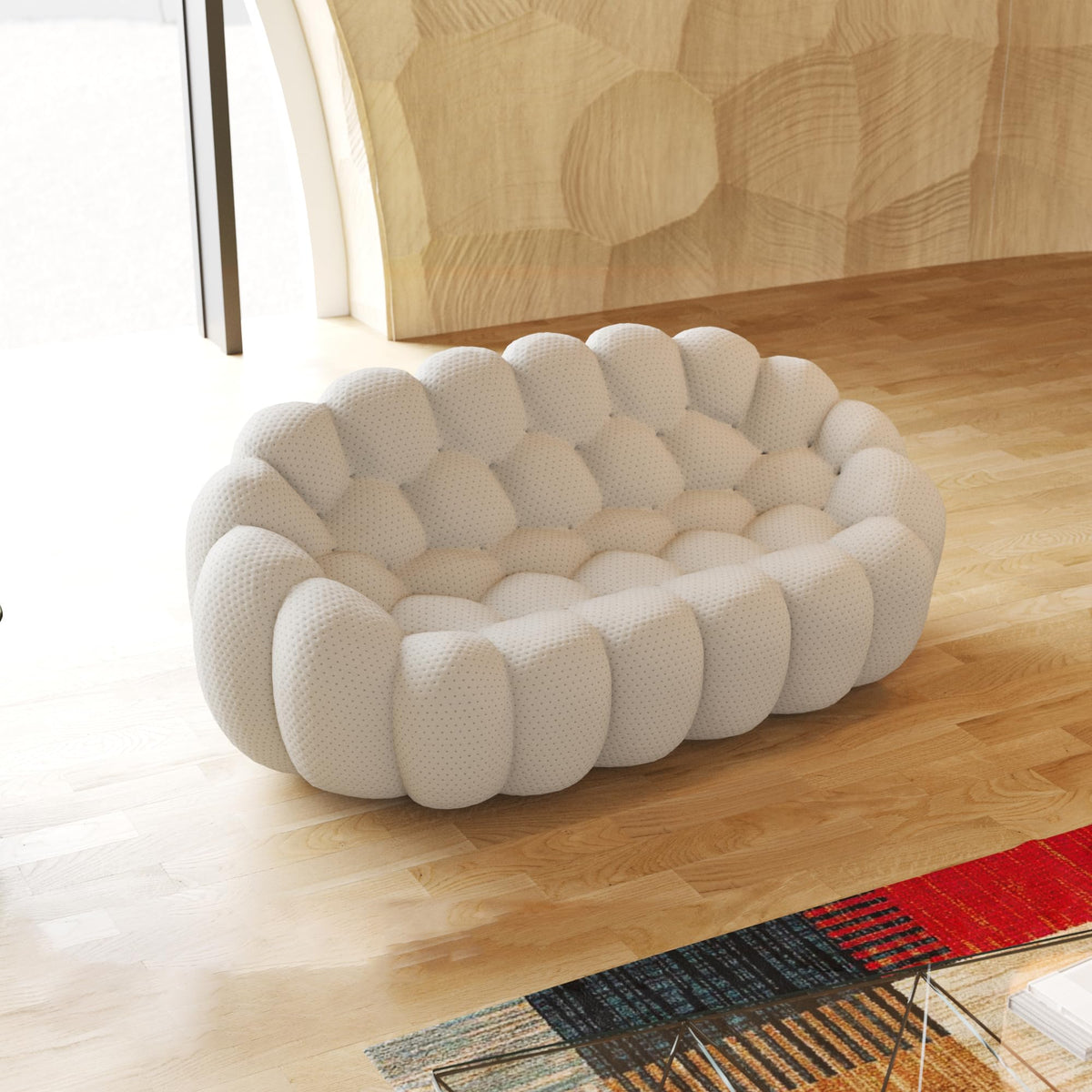 Light Grey Curved Upholstered Sofa C69308