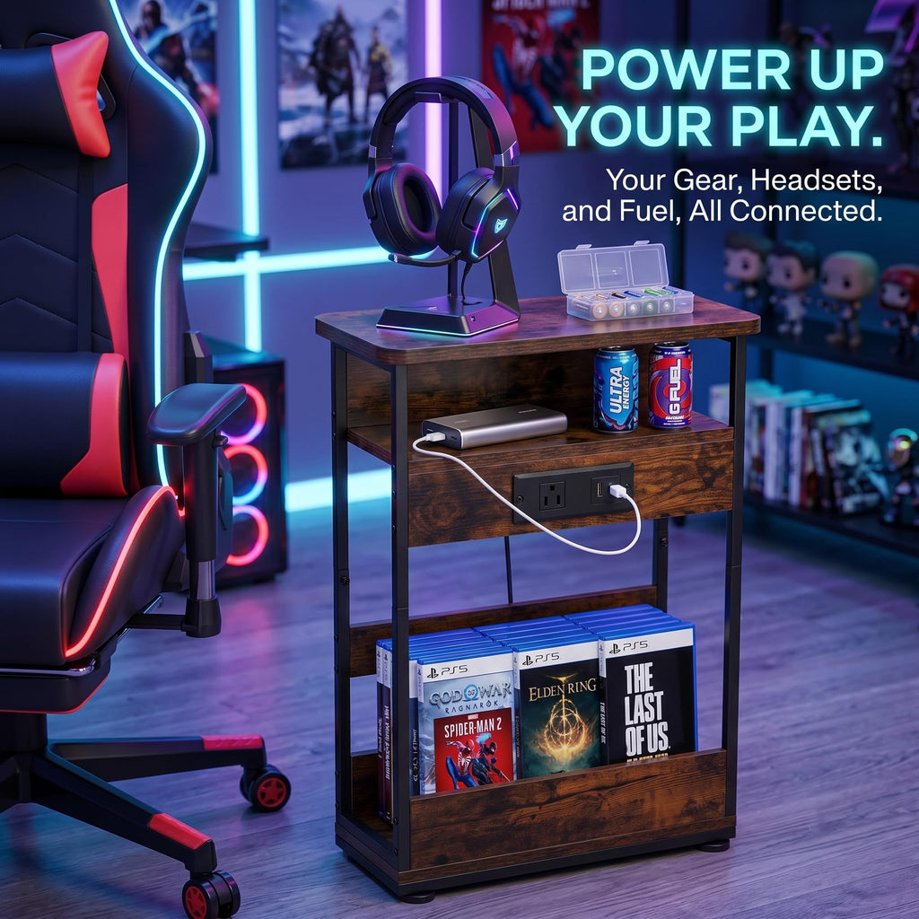 Narrow Side Table with Charging Station K71981