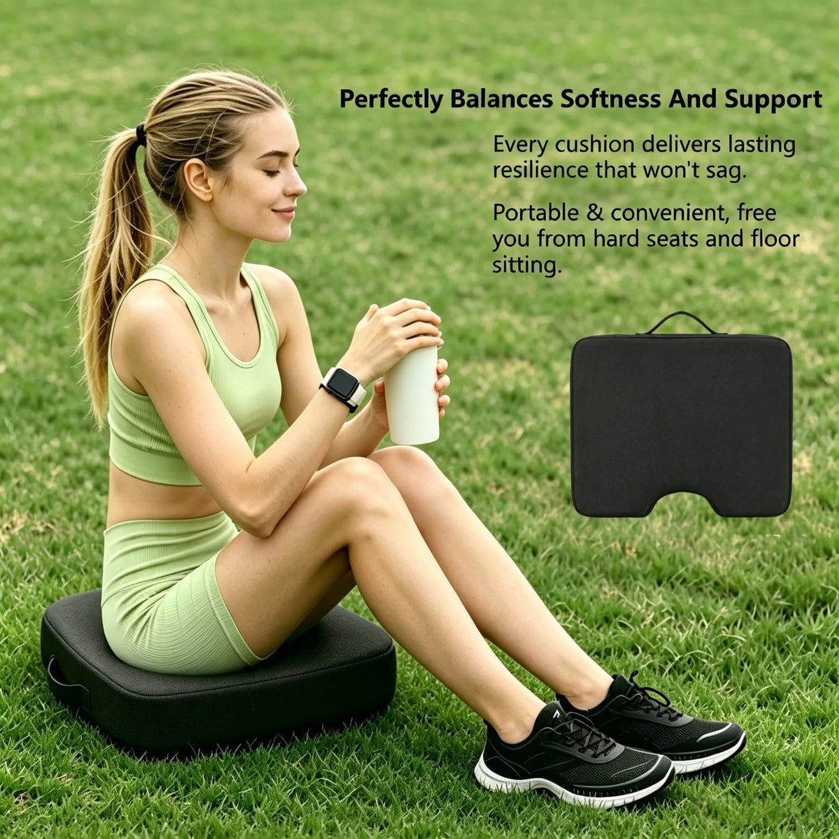 2 Pack Extra Thick Portable Bleacher Seat Cushions with Handle A81168