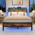 Full Bed Frame with Headboard and LED Lights R2156