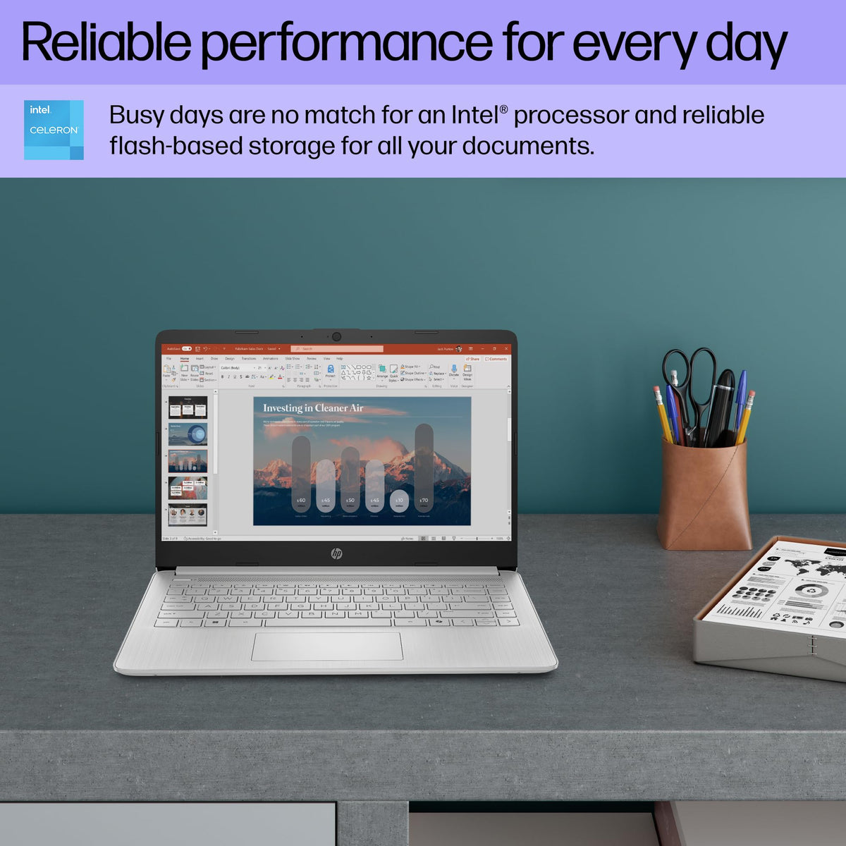 14 inch Laptop, Intel Celeron N4500, 4 GB RAM, 64 GB eMMC, Natural Silver L2273