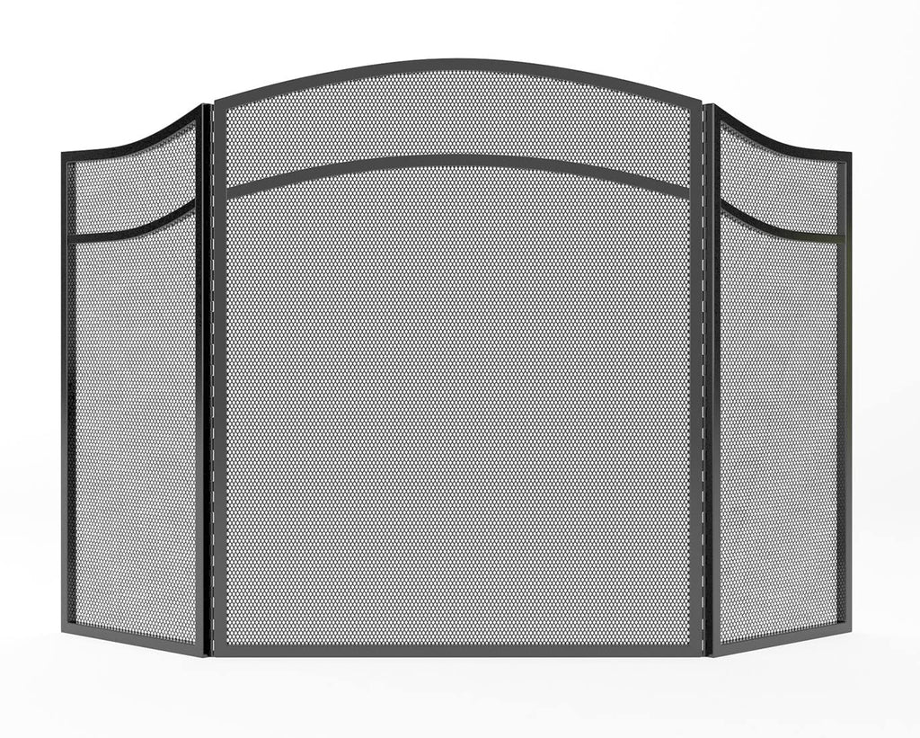 3 Panels Fireplace Screen with Arch Frame Black Y390307