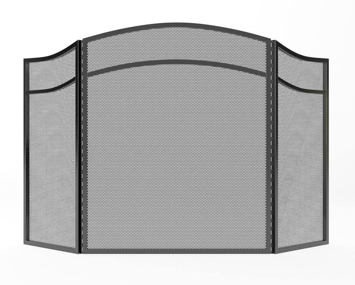 3 Panels Fireplace Screen with Arch Frame Black Y390307