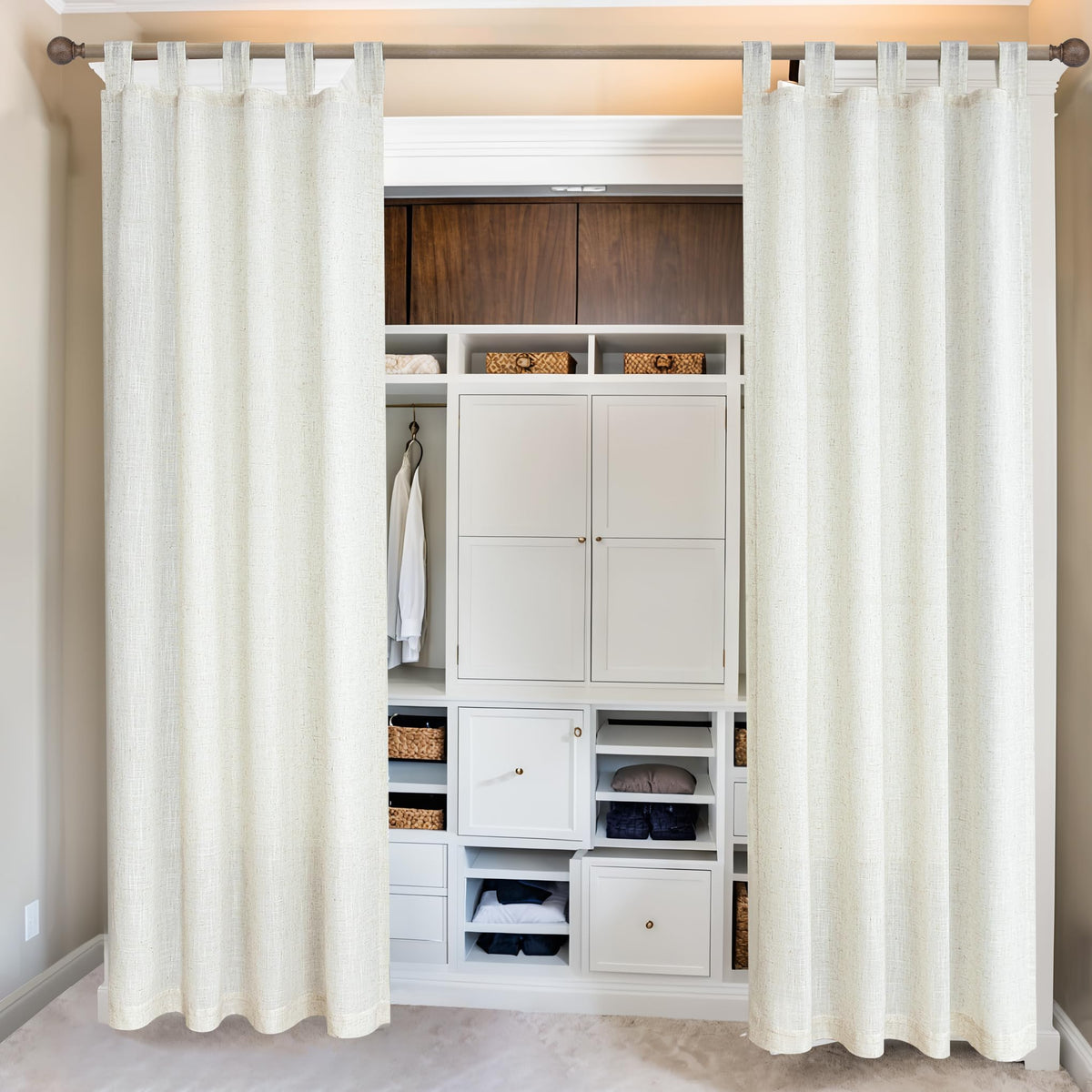 78 Inch Sheer Linen Curtains, 52" W x 78" L 2 Panels Set, Cream W454