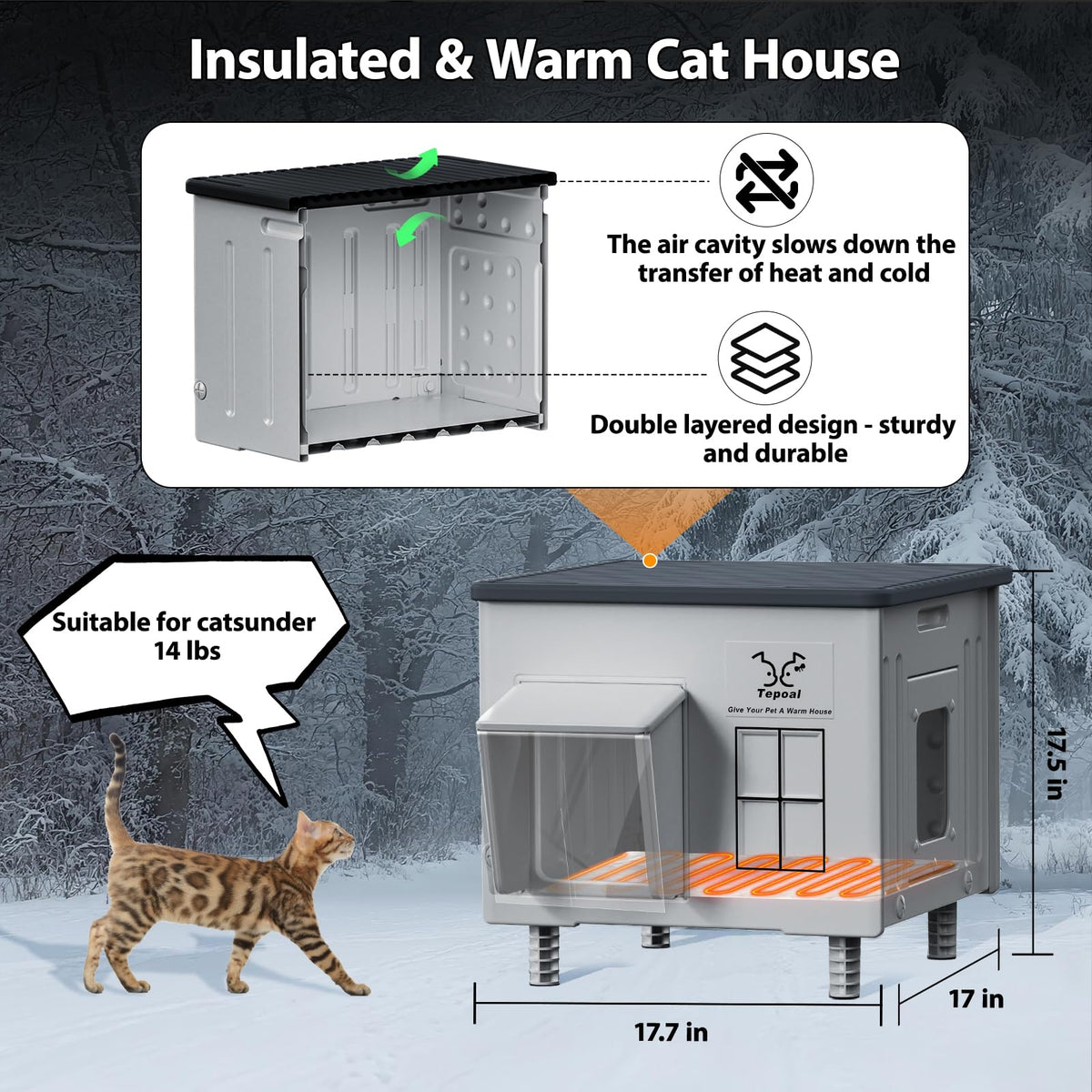 Heated Waterproof Insulated Cat House M25818