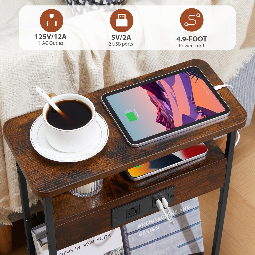 Narrow Side Table with Charging Station K71981