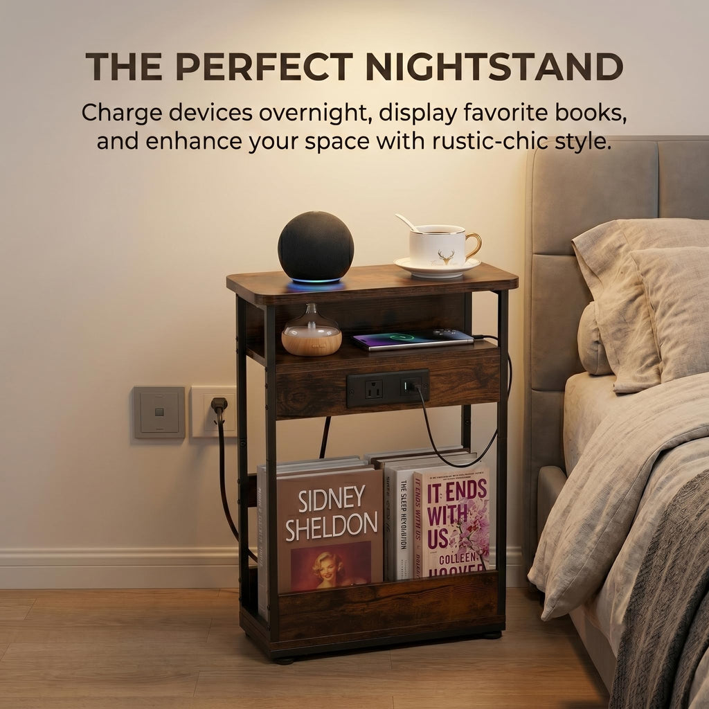 Narrow Side Table with Charging Station K71981