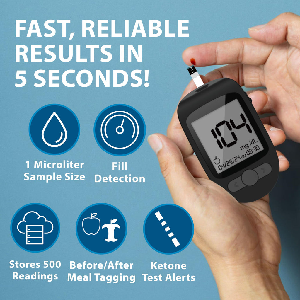 Blood Glucose Meter Kit with Testing Supplies D820