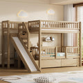 Twin Over Twin Bunk Bed with Slide and Storage Drawers V506