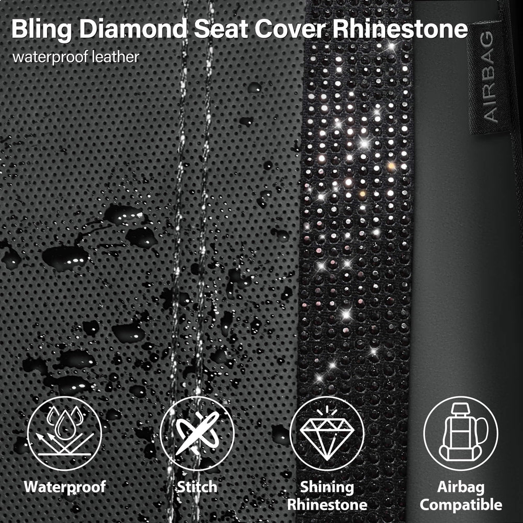 Leather Bling Diamond Car Seat Covers Full Set S7448